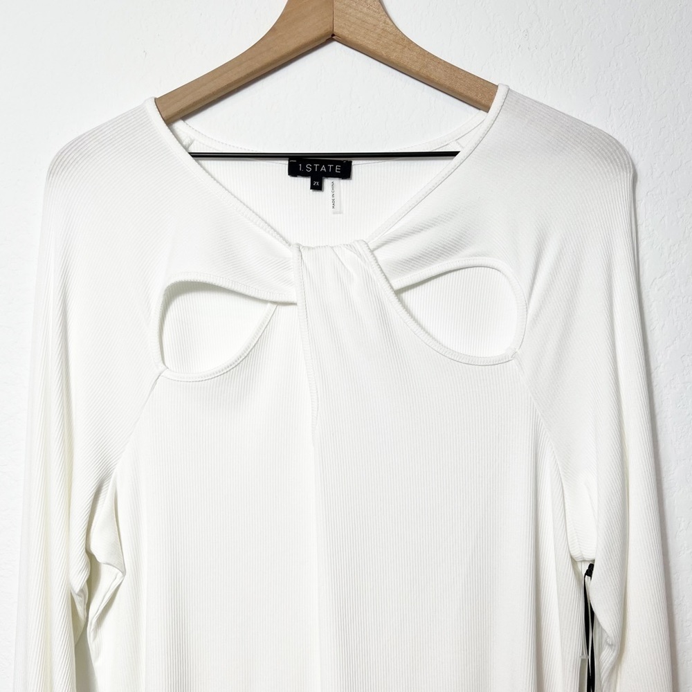 1. State White Long Sleeve Women Blouse Size 2X Brand New With Tags - Picture 4 of 8
